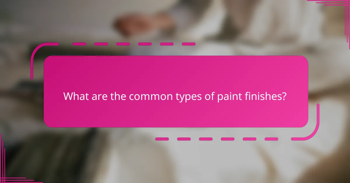 What are the common types of paint finishes?